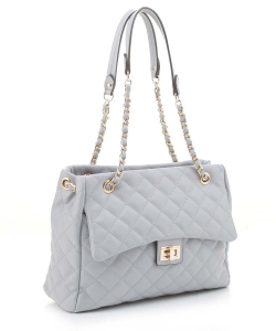 Fashion Quilted Embossed Gold Chain Shoulder Bag XB20129 GRAY